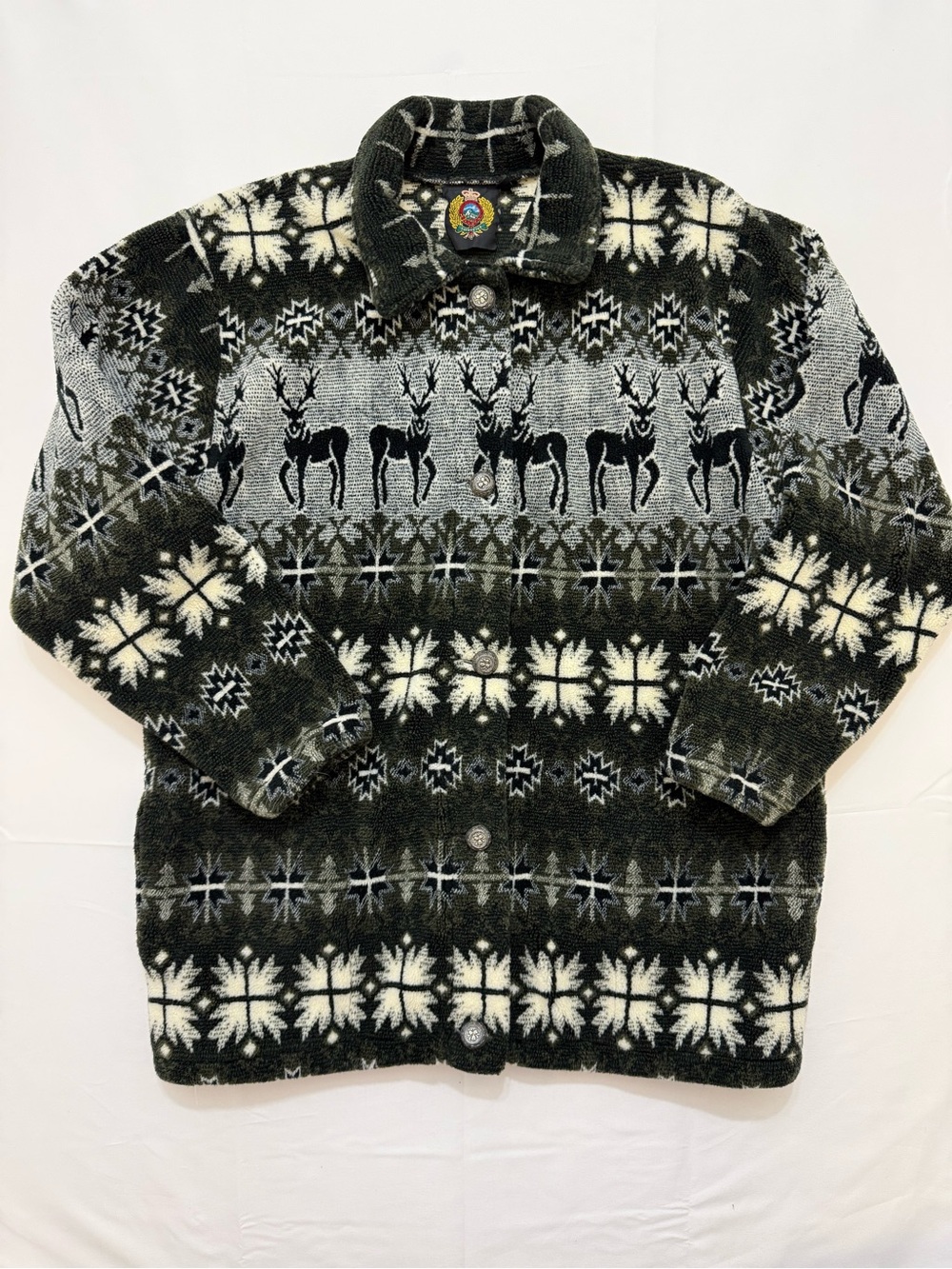 Sunbuster Fleece Ladies Outdoor Winter Jacket Coat Large Aztec Snowflake Deer